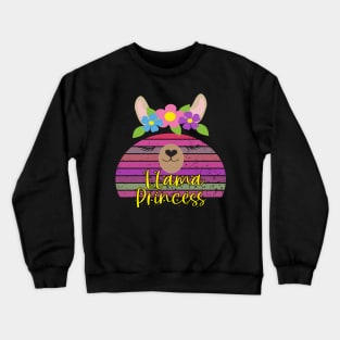 Cute Llama Face Design - Llama Princess Crewneck Sweatshirt